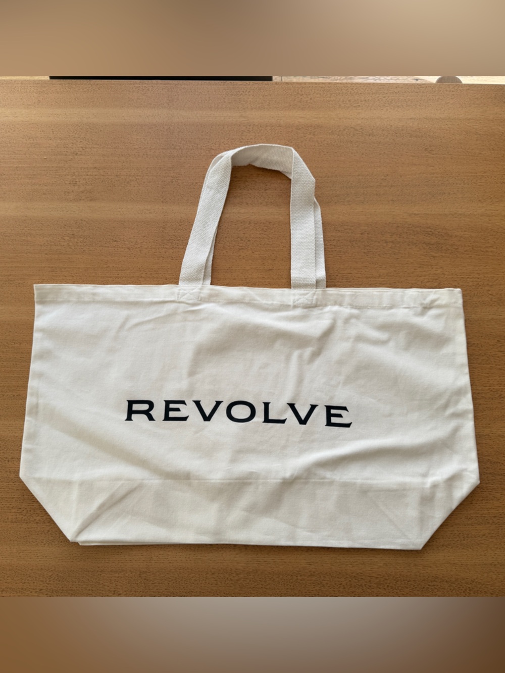 REVOLVE White Canvas Tote with Black Logo